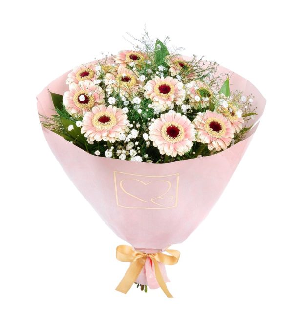 Beyaz Karanfil ve Pembe Gerbera